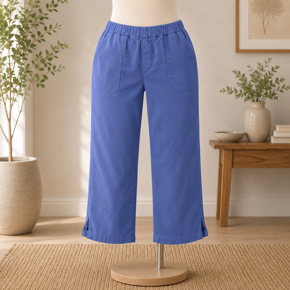 NWT Isaac Mizrahi Live Pants Womens 18W Blue Pull On Stretch Patch Pocket Vented